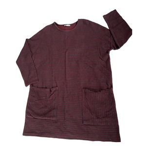 Zara women’s maroon navy striped dress size medium